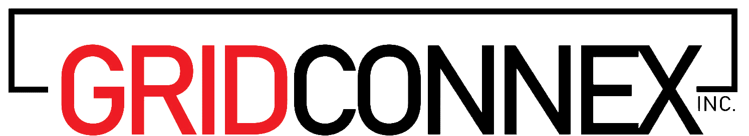 Red GRID text on black background